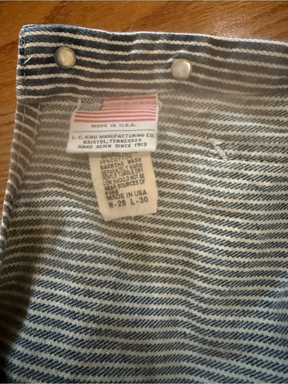 Striped Denim Overalls - Carpenter Style unisex 28x30 - Picture 4 of 4
